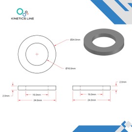 Flat Gasket Washer Seal Type 350 Kevlar® Aramid Fibres for Sanitary and Heating Elements Excellent Chemical Stability and Resistance to Creep (up to 350°C) 100 Pieces 3/4" Special (24 x 16 x 2 mm)