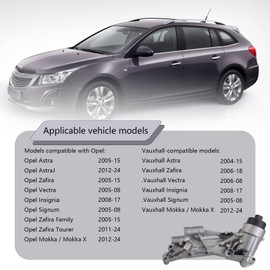 Upgrade aluminium Oil FILTER HOUSING With Engine Oil Cooler and aluminium cap compatible with Chevy Cruze Aveo Sonic Malibu，Pontiac G3，Saturn Astra 1.6L 1.8L