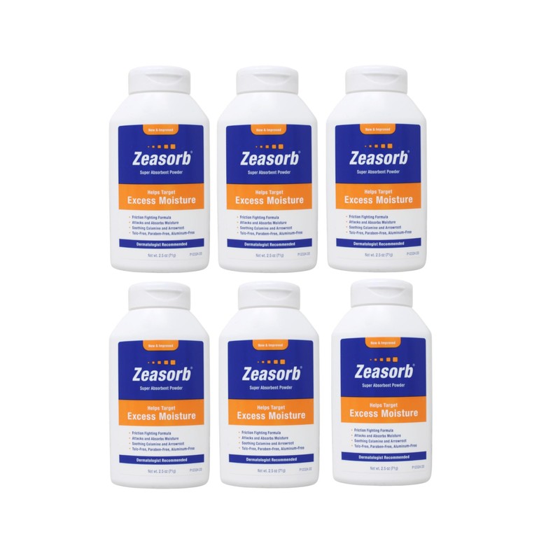Special pack of 6 Zeasorb Super Absorbent Powder 2.5 oz