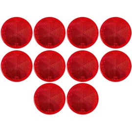All Star Truck Parts [10x Red 2" Inch Round Reflector Bike Trailer Truck Boat Mailbox Construction Equipment SUV RV Camper Safety Industrial Fence Gate Posts Drivway Super Strong Adhesive DOT/SAE