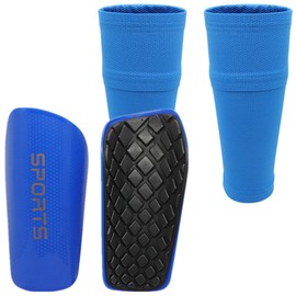 Pinellia Soccer Shin Guards for Kids Youth Adults - Shin Pads and Sleeves Set with Optimized Insert Pocket for Boys Girls Men Women for Football Games - Protective Soccer Equipment(Large,Blue)