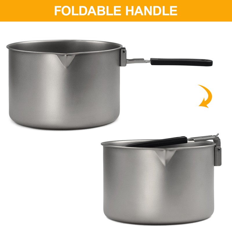[通拓商品]2000ml / 2800ml Camping Titanium Pot with Foldable Handle Outdoor