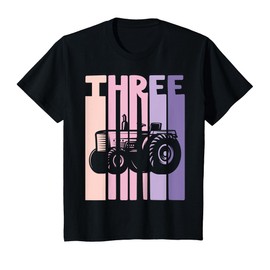 3rd Birthday Retro Farm Tractor Theme Farmer Girl 3 years T-Shirt