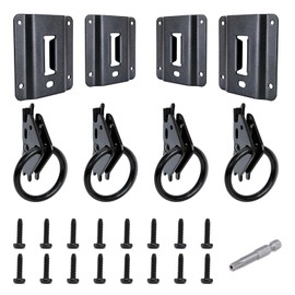 4 Pack Truck Bed Tie Down Anchor Boxlink E Port Bracket Plates & E-Track Black O Rings Compatible with Ford Raptor 2015-2025 F150 / F250 / F350 Super Duty, Fit for Other E Track Accessories