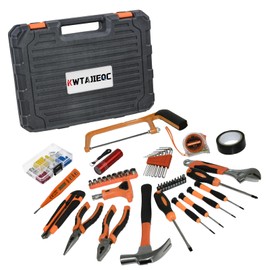 45 Piece Tool Kit Basic Home Repair Tool Set,General Beginners Tool Set with Plastic Tool box,Perfect for Outdoor working,Office & College Dorm