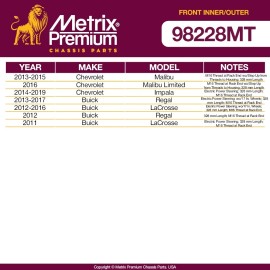 METRIX PREMIUM CHASSIS PARTS Inner Outer Tie Rod End Kit Chevy Malibu Buick Regal EV800962, ES800949 4 PCS