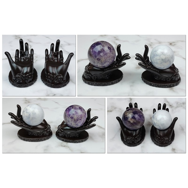 OmyLens Left-Right Hand Crystal Ball Stand Sphere Display, Natural Healing