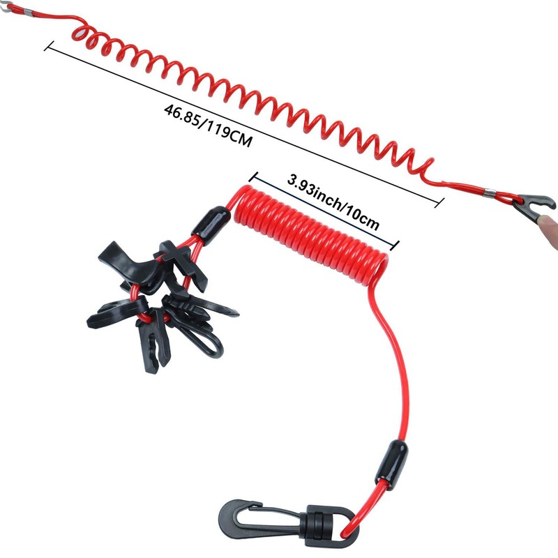 WADY Universal Boat Safety Lanyard Kill Switch Cord with 7