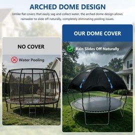 Trampoline Cover 12FT Waterproof Heavy Duty – All-Weather Outdoor Dome Tent with Clear PVC Skylight, Support Poles, Fits Round Trampolines as Trampoline Tent Cover