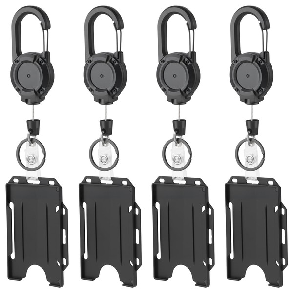 AHRLIC 4-Pack Heavy Duty Retractable Keychain and ID Badge Card