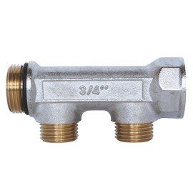 SOMATHERM FOR YOU - Sanitary Distributor in Nickel Plated Brass Male-Female 20/27 Self Sealing and Aligned 2 Branches with Flat Seat in Male 15/21