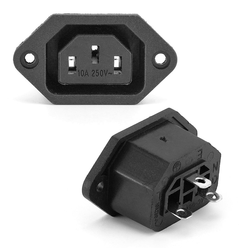 C13 Panel Mount Plug Adapter 250V AC 10A 3 Pins