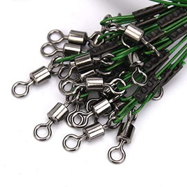 125LB Saltwater Fishing Leaders Heavy Duty Stainless Steel Wire with Swivel and Snap for Fishing Rigs (Green-40pcs)