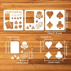 FINGERINSPIRE Pack of 3 Playing Cards Stencil 15 x 15 cm Death Dealer Stencil Template for Painting Plastic Heart Spade Club Diamond Pattern Stencil Reusable Stencils for Home Decoration