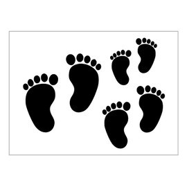 Baby Footprints Stencil 3 Sizes Feet Foot Prints Infant Shower Party Silhouette Multiple Design 8" x 10" Reusable Plastic Sheet S1151