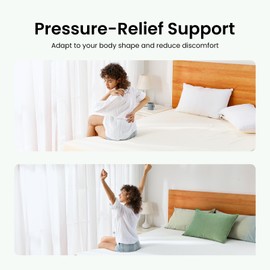 Marsail Queen Size Memory Foam Mattress Topper, 4 Inch Cooling Gel Infused with Soft Cover, CertiPUR-US and Oeko-TEX Certified, Sofa, RV, Camping