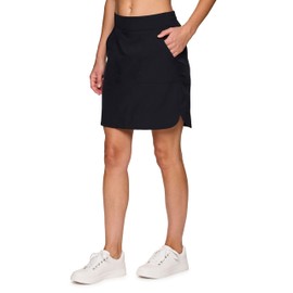 RBX Active Longer Length Skort for Women, Quick Drying Woven Pickleball Golf Skort with Pockets for Tennis, Hiking, Running Long Length Black S
