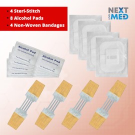 NEXT LEVEL MED Steri-Stitch Wounds & Cuts Closure Kit - Comprehensive First-Aid Set with 4 Steri Stitch Variations, Complete Wound Care Without Stitches