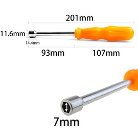 MEETOOT 7mm Socket Spanner Screwdriver Carbon Steel Hexagonal Nut Screwdriver Non Magnetic Tip Hexagonal Nut Screwdriver Hand Tool Suitable for Driving Hexagonal Fastener Long Bolt Screw