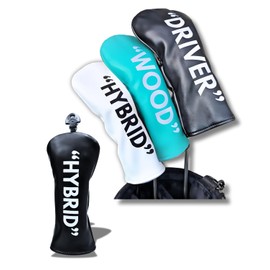 Domestic Brand Pirona Golf Headcover Made of Premium PU Leather Driver Fairway Wood Utility with Count Tag Water Resistant Simple Design & Visibility Available in Various Colors (Black, Utility)
