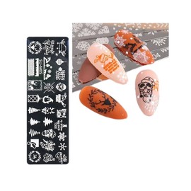 Christmas Metal Nail Stamping Plate Snowflake Santa Sleigh Reindeer Su M05 Nail Wraps Stickers Manicure Supplies for Women Nails Full Long Lasting Easy Apply and Remove