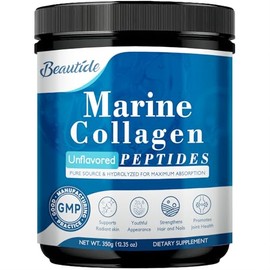 Péptidos de colágeno marino en polvo, colágeno de pescado hidrolizado con vitamina C y ácido hialurónico para piel, cabello, uñas y articulaciones. Sin OMG, de origen silvestre.