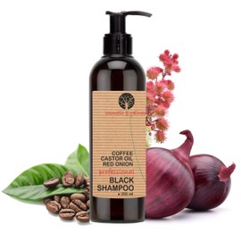 Black Caffeine Shampoo, Castor Oil and Red Onion Extract, Anti-Hair-Loss, Hair Regrowth, Stimulates Hair Growth 200 ml