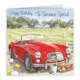 Hunts England - Someone Special Classic Sports Car Birthday Card - Happy Birthday - To Someone Special - Male Artistic Car Birthday Card - Milo's - Cricket Match