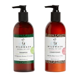 WildWash Deep Clean Shampoo for Dogs 300ml and Nourishing Conditioner 300ml - Peppermint and Rosemary for odours - Natural, Sulphate and Paraben-Free for Sensitive Skin
