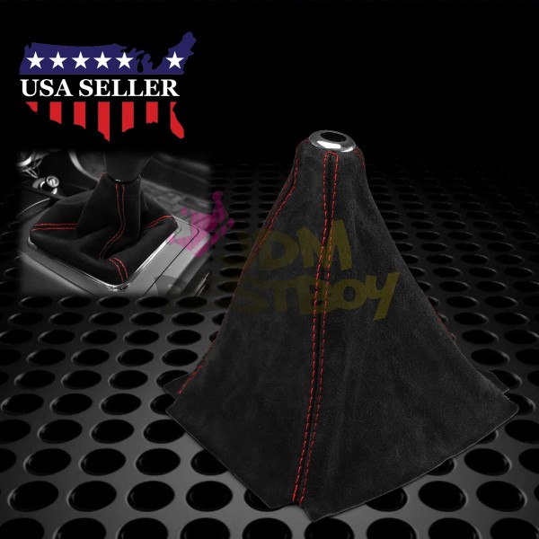 EZAUTOWRAP Genuine Leather Velvet Suede Shift Knob Boot Cover Black
