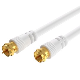Cables Direct Online Pack of 2 x Coaxial Cables 50FT White Coax RG6 Male F Type Extension Wire Digital Audio Video for Indoor and Outdoor Satellite Dish Cable TV Antenna