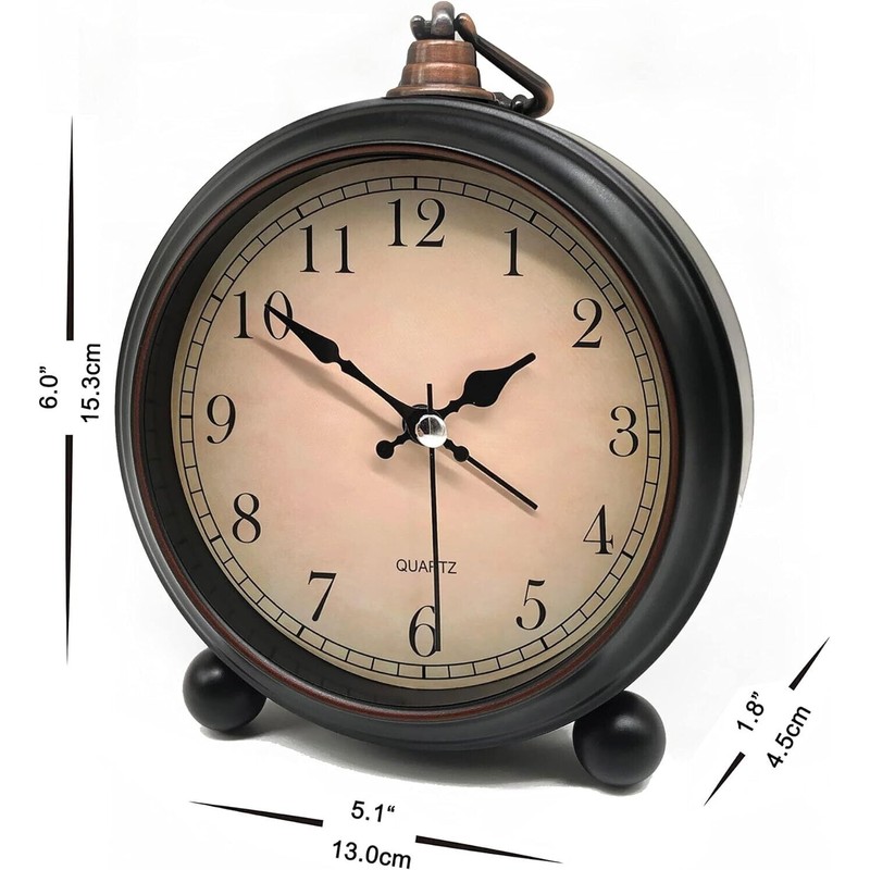 Clock Vintage Retro Style Analog Alarm Clock, 4 inch Super
