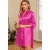 Samring Womens Sleepwear 3/4 Sleeve Nightgown Button Down Silk Satin