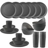 YARRGGU 24 piece Dishes Set for 8,Durable Plastic Plates and