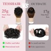 TESSHAIR Thick Human Hair Messy Bun, 100% Real Hair Bun