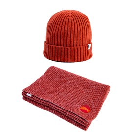 JPP 100% Merino Wool Knitt Scarf Beanie Hat Set, Cashmere Feel, Stylish Solid Colored Winter Scarf, for Women, Wife, Dad, Couple, Friend, Red
