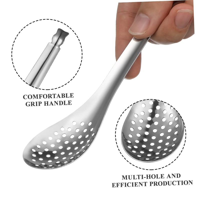 iplusmile 2Pcs Stainless Steel Caviar Colander Spoons Cooking Strainer Scoop