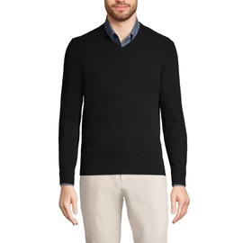 Lands' End Mens Cashmere V-Neck Sweater Black Regular X-Large
