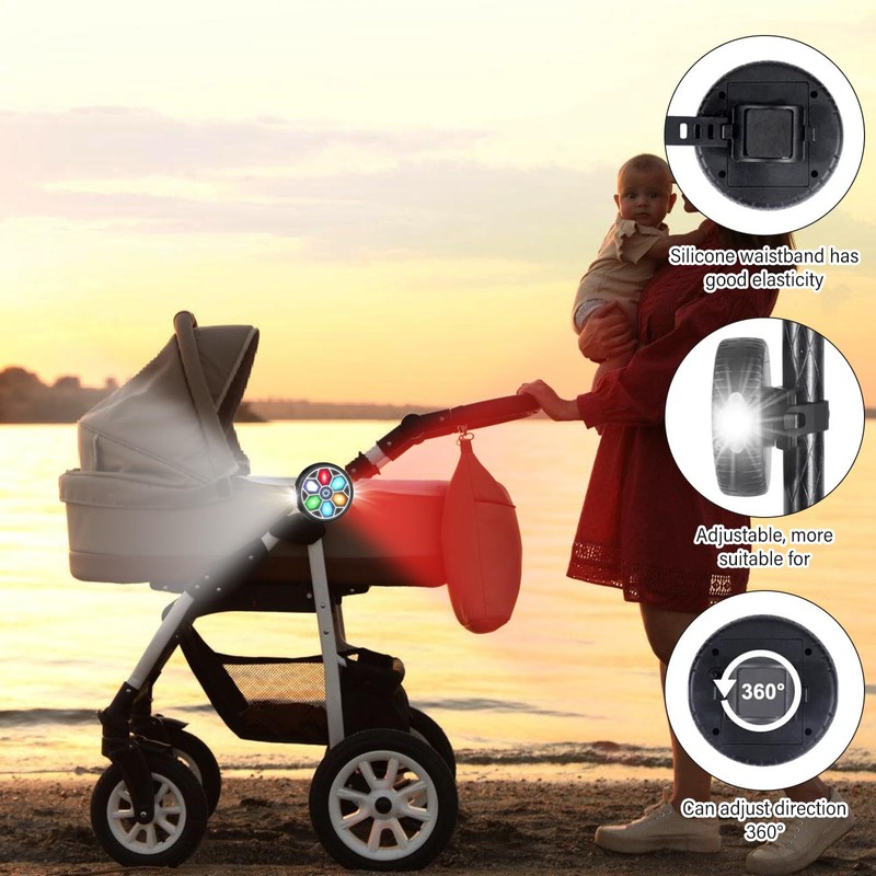Pack of 2 Pushchair Light, LED Waterproof Pram Lighting with