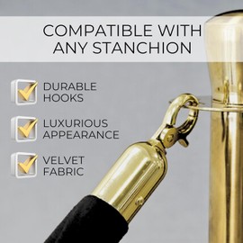 5 Ft Black Velvet Rope - 4 PCS Black Velvet Rope for Safe Control Queue Line for Parties Crowd Hanging Stanchion Tape for Ceremonies