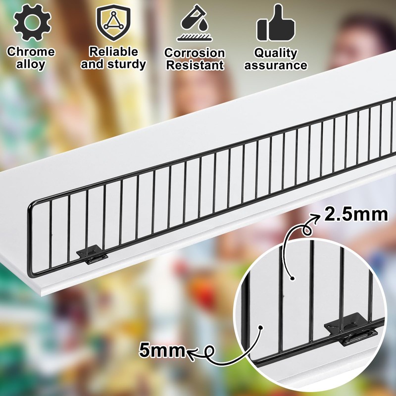 1 Pcs Retail Gondola Shelf Front Wire Fence Guard, Black,