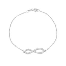 Tuscany Silver Women's Sterling Silver Rhodium Plated CZ 24mm x 6mm 'Infinity' Bracelet 18.5cm/7.25'