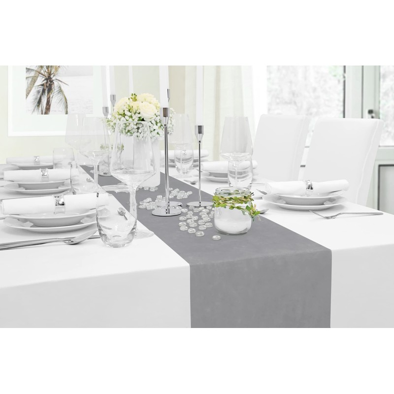 MODERNO Non-Woven Table Runner, Dark Grey, Modern, Festive Decoration for