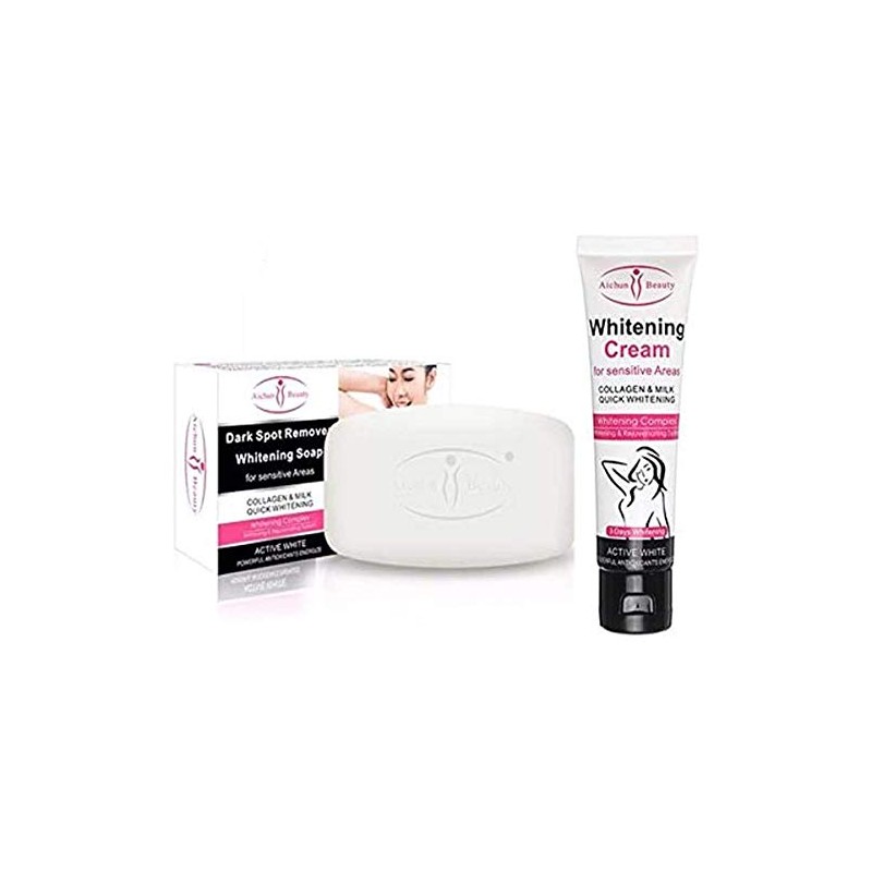 Aichun Beauty Paquete Crema Jabón Aclarante Axilas Rodillas Zonas Íntimas