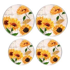 Round Gas Stove Burner Covers Set of 4,8 Inches and 10 Inches,Electric Stove Burner Covers,Metal Stove Burner Cover,Poster Hand Drawn Sunflower