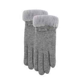 Mittens for Women Cold Weather Insulated Warm Gloves Women's Cold Proof Gloves Bowknot Girl's Touching Screen Thickened Fluff Mouth Gloves Gloves Mittens (Grey, One Size)