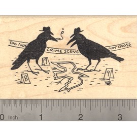 Murder of Crows Rubber Stamp, Crow Crime Scene Detective