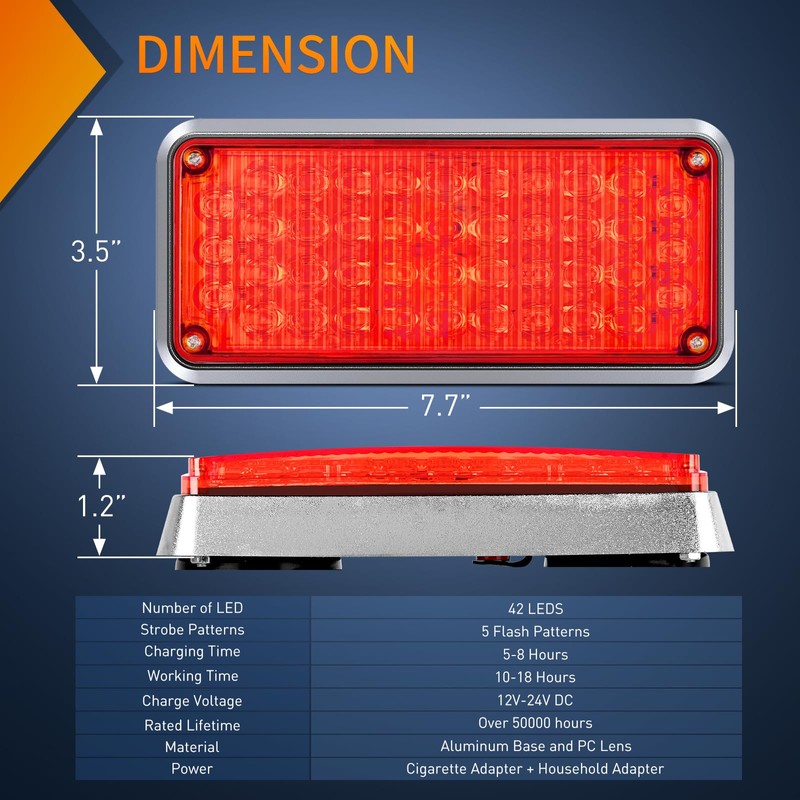 Nilight 2PCS 42LED Red Wireless Magnetic Strobe Lights Portable Warning