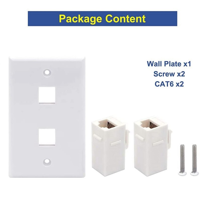 10 Pack 2 Port Ethernet Wall Plate, Cat6 Female to