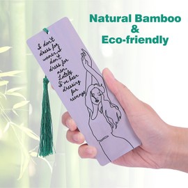 Inspirational Bookmarks for Women- Bamboo Book Marks, Silk Tassel Book Markers, Set of 2, Female Silhouette, Empowering Quotes - Inspired by Swiftie - Unique Gift for Book Lovers